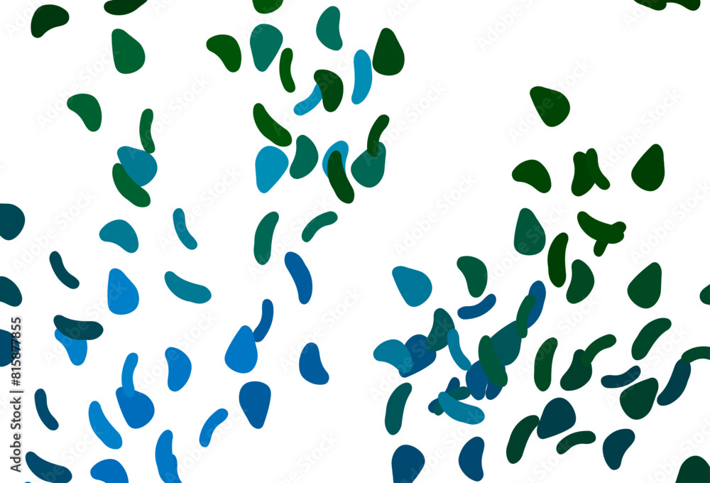 Poster light blue, green vector texture with random forms.