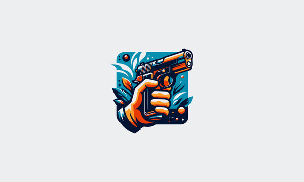 hand hold gun vector illustration logo design