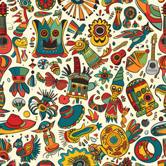 Fototapeta premium Mexican symbols design template of traditional vector image