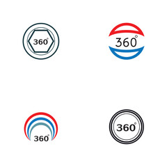 360 Degree View Related Vector Icons design template