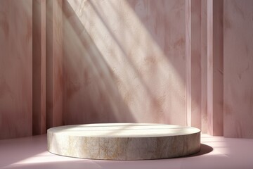 Product display podium with soft and gentle light for cosmetic adsvertising.