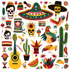 Fototapeta premium Mexican symbols design template of traditional vector image