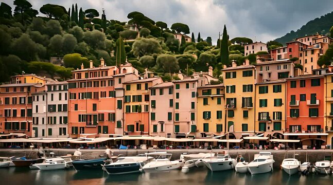 Portofino Hafen Panorama, Ligurien, Italien