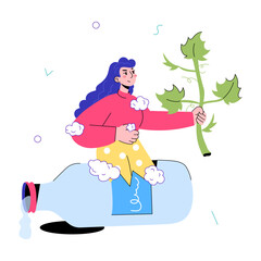 Latest doodle mini illustration of a bottle garden 