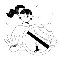 Modern doodle mini illustration of stop deforestation 