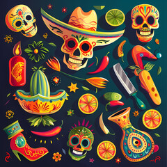 Mexican symbols design template of traditional vector image