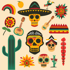 Mexican symbols design template of traditional vector image