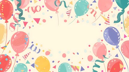 Vibrant with Colorful Balloons and Confetti in Festive Party Background