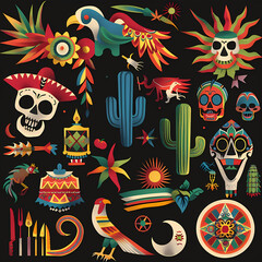 Mexican symbols design template of traditional vector image