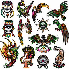 Obraz premium Mexican symbols design template of traditional vector image