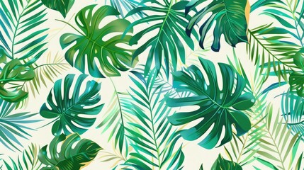 Seamless beach pattern with tropical vegetation