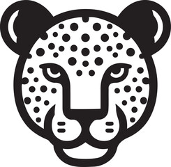 Leopard head silhouette vector illustration on white background.