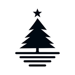 Christmas card with christmas tree, minimalistic design, vector