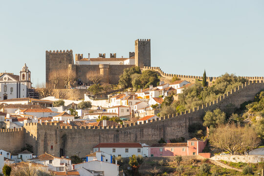 Obidos medieval village at sunset