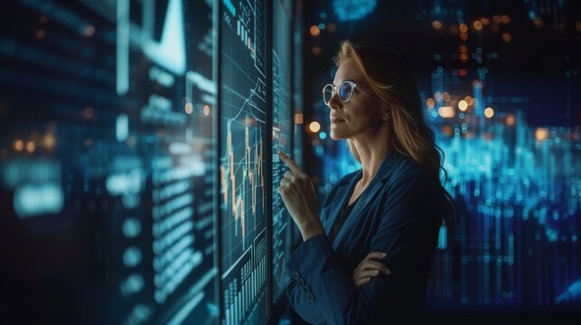 A Female Banker Standing Next To A Artificial Intelligence