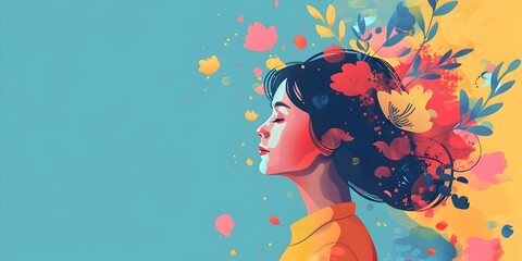 Emotive Floral Portrait of a Visionary Woman s Expressive Emotional Journey