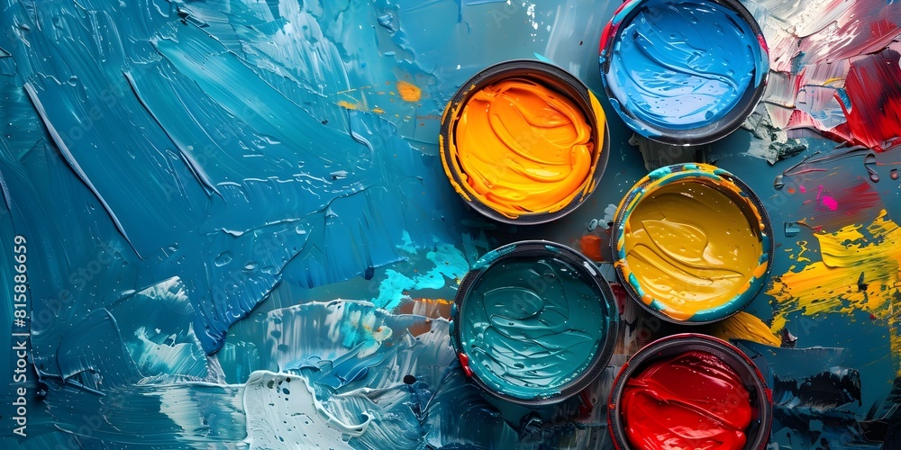 Poster vibrant abstract palette with diverse hues and expressive textures capturing the essence of therapeu