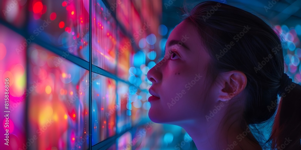 Poster visitors emotional expressions mirrored in a futuristic interactive exhibit using advanced digital l