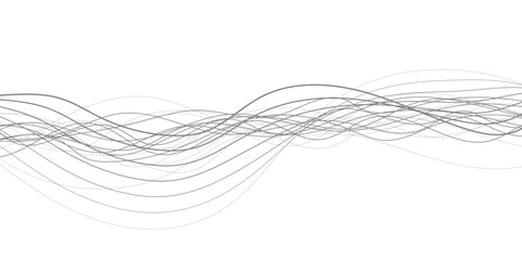 Fototapeta premium Thin line wavy abstract vector background. Abstract black lines wave curve motion on white background vector. Line art striped graphic template. Vector illustration.