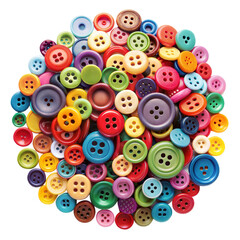 Colorful assorted sewing buttons in various sizes and shapes