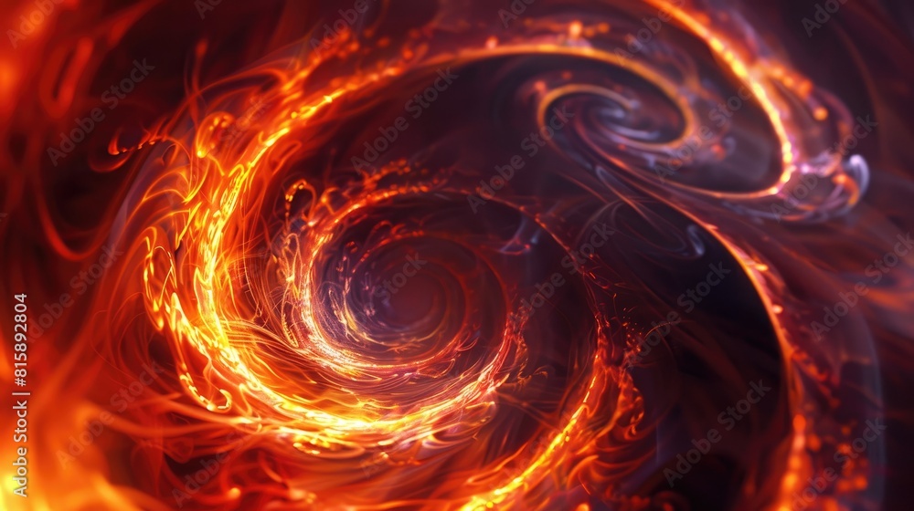 Poster fiery spirals pulsating with optical motion