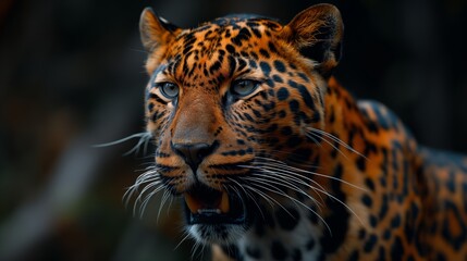 Obraz premium Leopard Mouth With Black Background created by ai