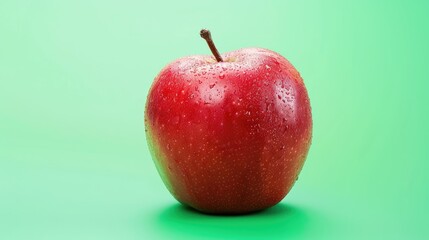 Red apple isolated on green background