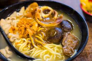 Cantonese cart noodles bowl in restaurant
