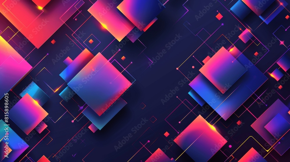 Poster this geometric flyer template is abstract and has a color square design element.