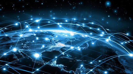 Fototapeta premium Global digital network managing