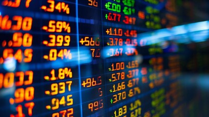 Fototapeta premium Global financial exchange rates on screens