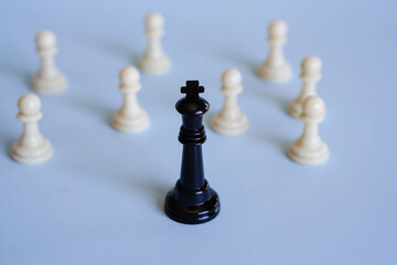 chess king in front of several pawns, representing the role of leadership and guidance.