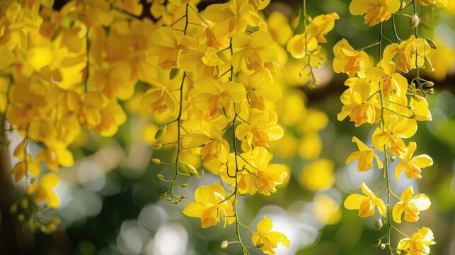 Golden Shower flowers also known as Kanikonna in Kerala are yellow blooms of Cassia fistula