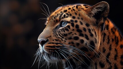 Naklejka premium Leopard Mouth With Black Background created by ai