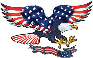 American eagle with USA flags