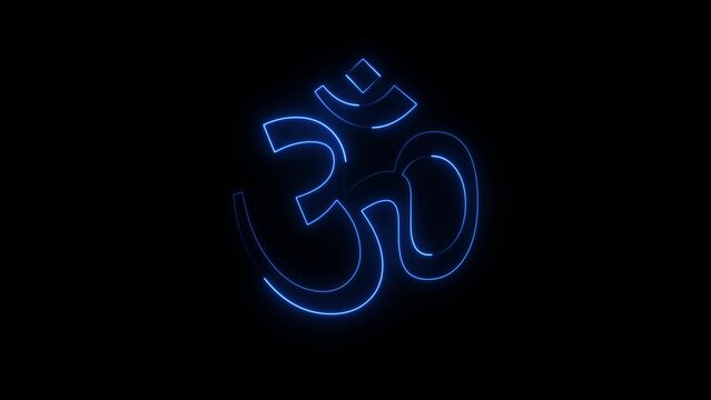 Abstract neon om hinduism icon animation