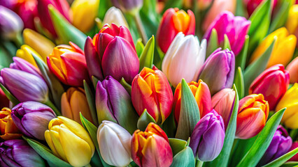 A close-up view of tulips in a bouquet, where each flower tells a story of vibrant youth and the inevitable process of aging.