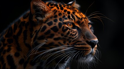 Obraz premium Leopard Mouth With Black Background created by ai