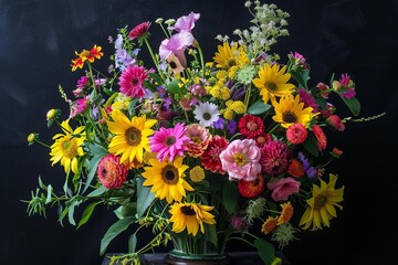 Mixed flower arrangement including sunflowers