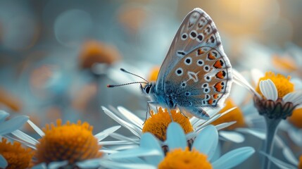 Obraz premium Beautiful Blooming Spring Flowers and Butterflies in Vibrant Garden. Floral Nature Backgrounds for Seasonal, Botanical, or Eco-Friendly Designs