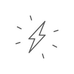Lightning bolt icon. Simple outline style. Electricity, flash, thunder, spark, shock, light, power, thunderbolt, energy concept. Thin line symbol. Vector illustration isolated. Editable stroke.