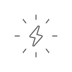 Lightning bolt icon. Simple outline style. Electricity, flash, thunder, spark, shock, light, power, thunderbolt, energy concept. Thin line symbol. Vector illustration isolated. Editable stroke.