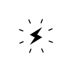 Lightning bolt icon. Simple solid style. Electricity, flash, thunder, spark, shock, light, power, thunderbolt, energy concept. Silhouette, glyph symbol. Vector illustration isolated.