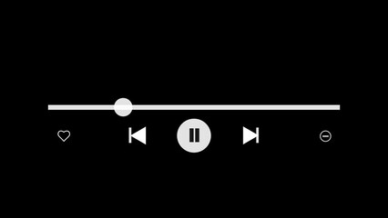 bar animation for video or music player on black background chroma key, Music player progress bar, media player template, Music timeline or video track player icon, 4k video