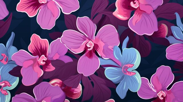 orchids display flat design top view exotic theme animation Triadic Color Scheme