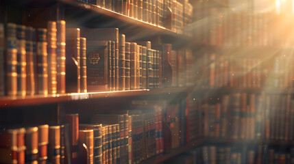 old library background old books on bookshelves  retro style : Generative AI