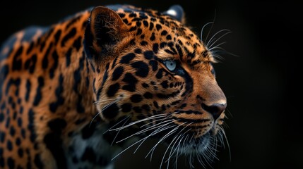 Obraz premium Leopard Mouth With Black Background created by ai