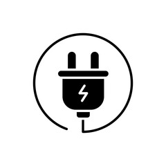 Obraz premium Electric plug icon. Simple solid style. Electrical socket, power, connect, cord, electro, electrician, cable, wire, energy concept. Silhouette, glyph symbol. Vector illustration isolated.