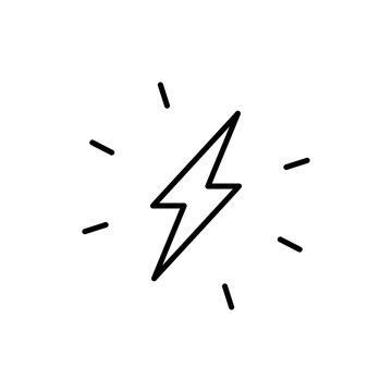 recommend clip art: Lightning bolt icon. Simple outline style. Electricity, flash, thunder, spark, shock, light, power, thunderbolt, energy concept. Thin line symbol. Vector illustration isolated.