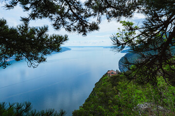 The sanctuary of Montecastello, one of the most beautiful panoramic points of Lake Garda, near the...